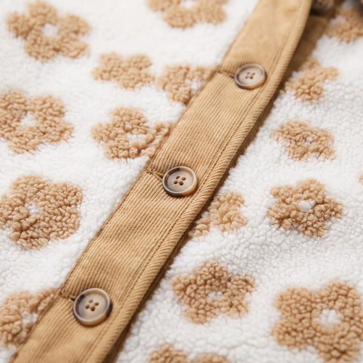 Teddy jas dames | Gebloemd jasje met knopen en zakken