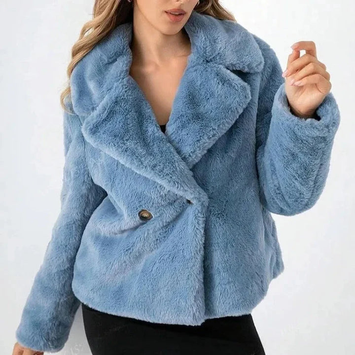 Teddy jas dames | Korte zachte jas met reverskraag