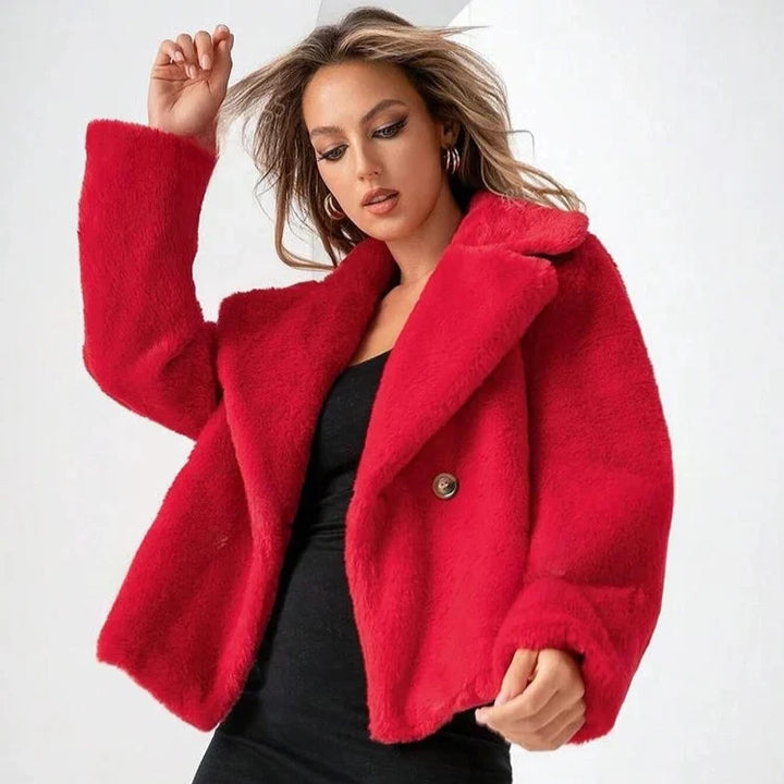 Teddy jas dames | Korte zachte jas met reverskraag