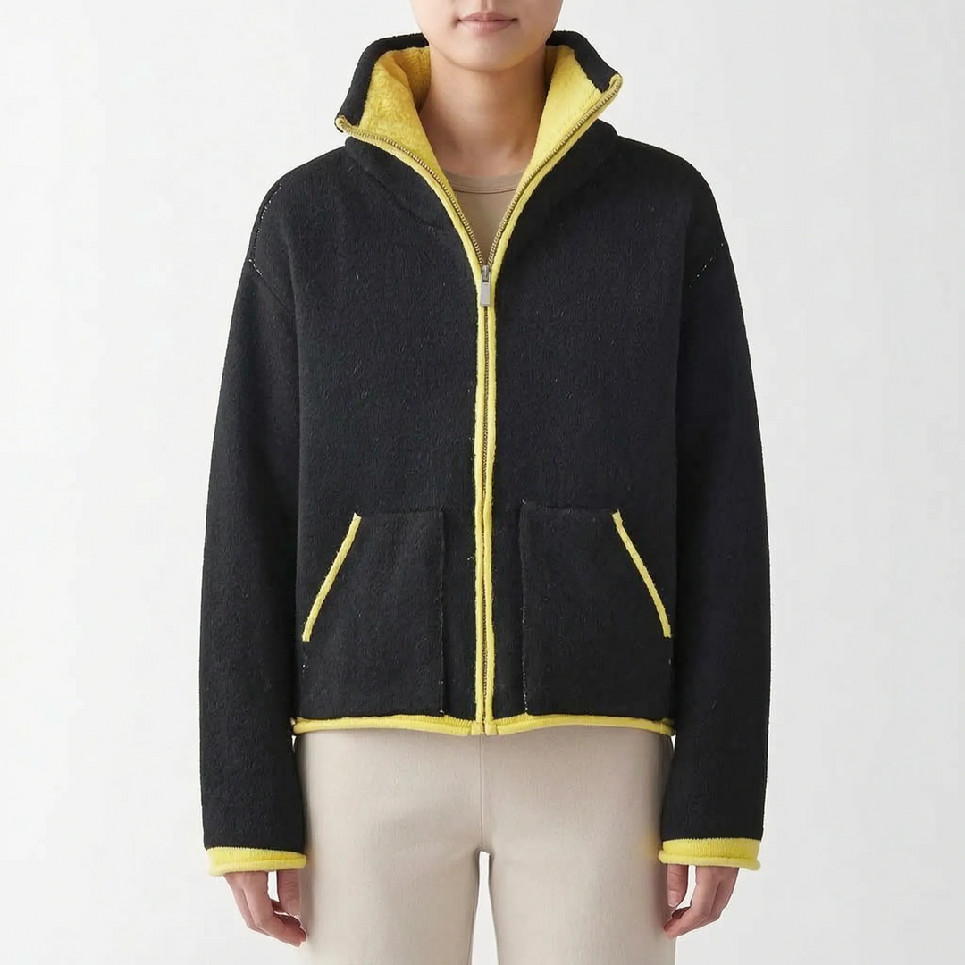 Teddy jas dames | Sportief model met contrastbies en rits