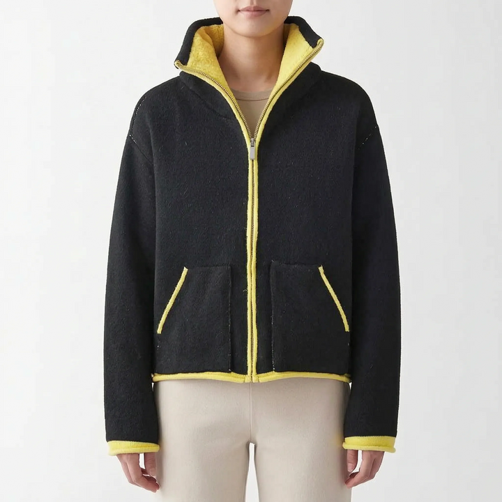 Teddy jas dames | Sportief model met contrastbies en rits