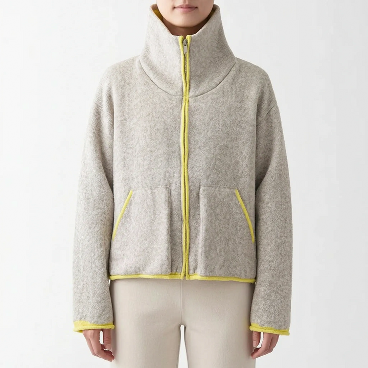 Teddy jas dames | Sportief model met contrastbies en rits