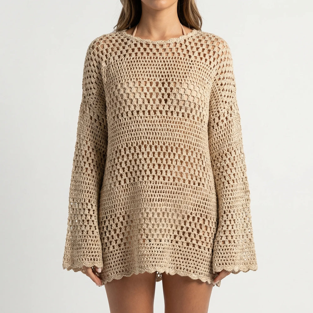 Top dames | Gehaakte strand top met open patroon
