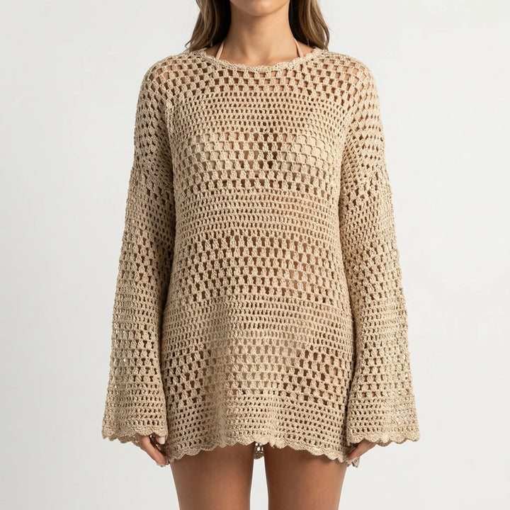 Top dames | Gehaakte strand top met open patroon