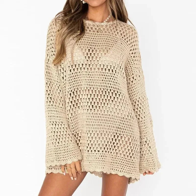 Top dames | Gehaakte strand top met open patroon