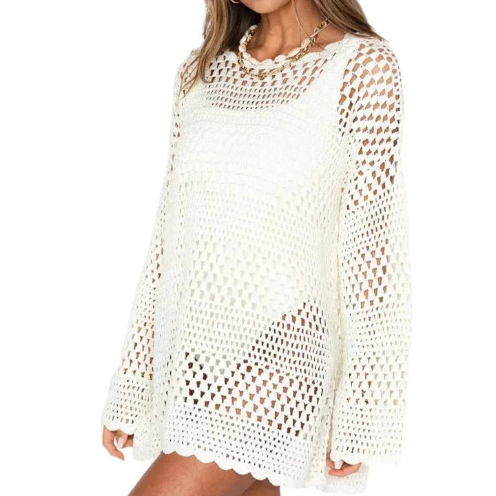 Top dames | Gehaakte strand top met open patroon