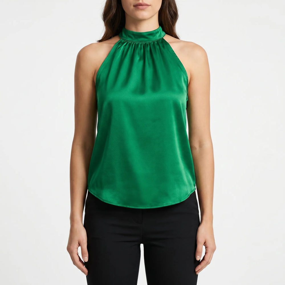 Top dames | Halter top zonder mouwen met hoge hals