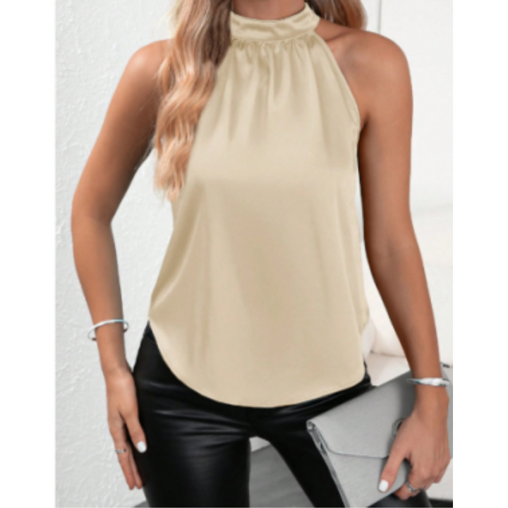 Top dames | Halter top zonder mouwen met hoge hals