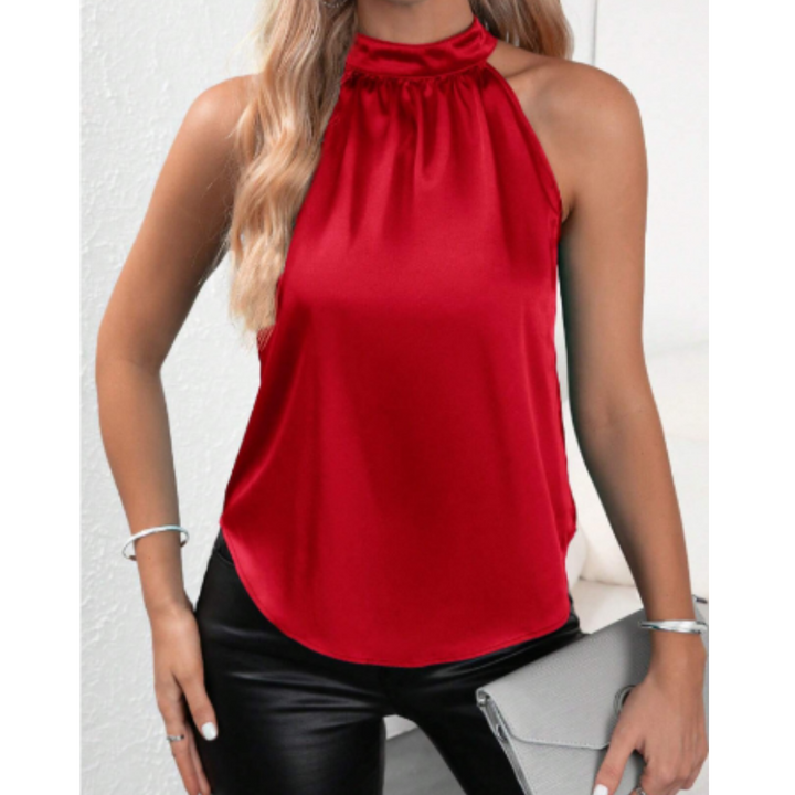 Top dames | Halter top zonder mouwen met hoge hals