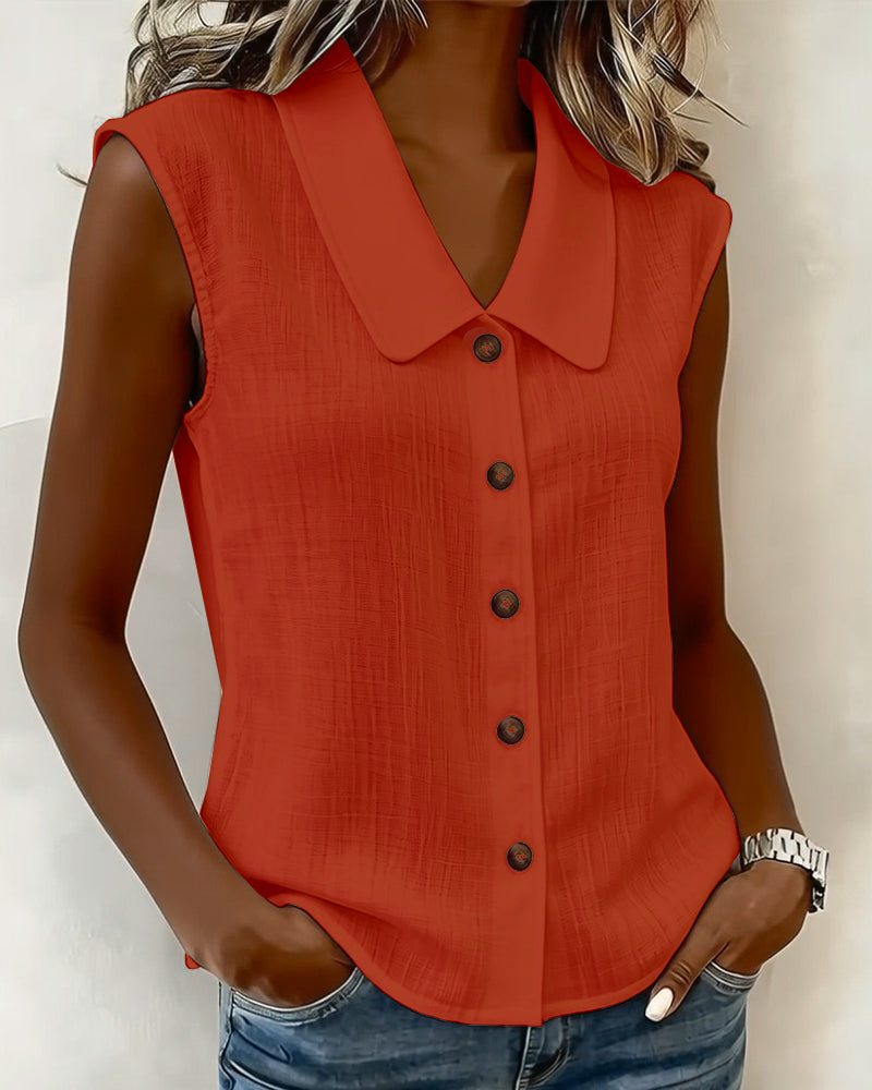 Top dames | Mouwloze blouse met kraag
