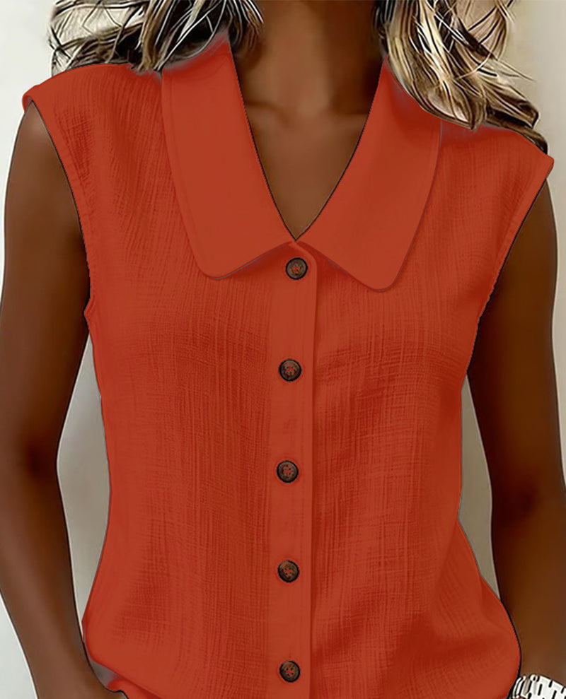 Top dames | Mouwloze blouse met kraag