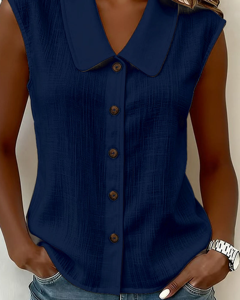 Top dames | Mouwloze blouse met kraag