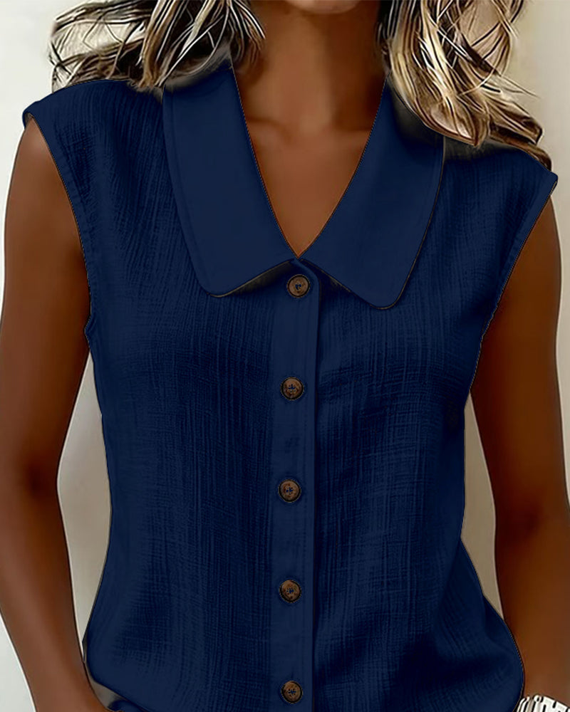 Top dames | Mouwloze blouse met kraag