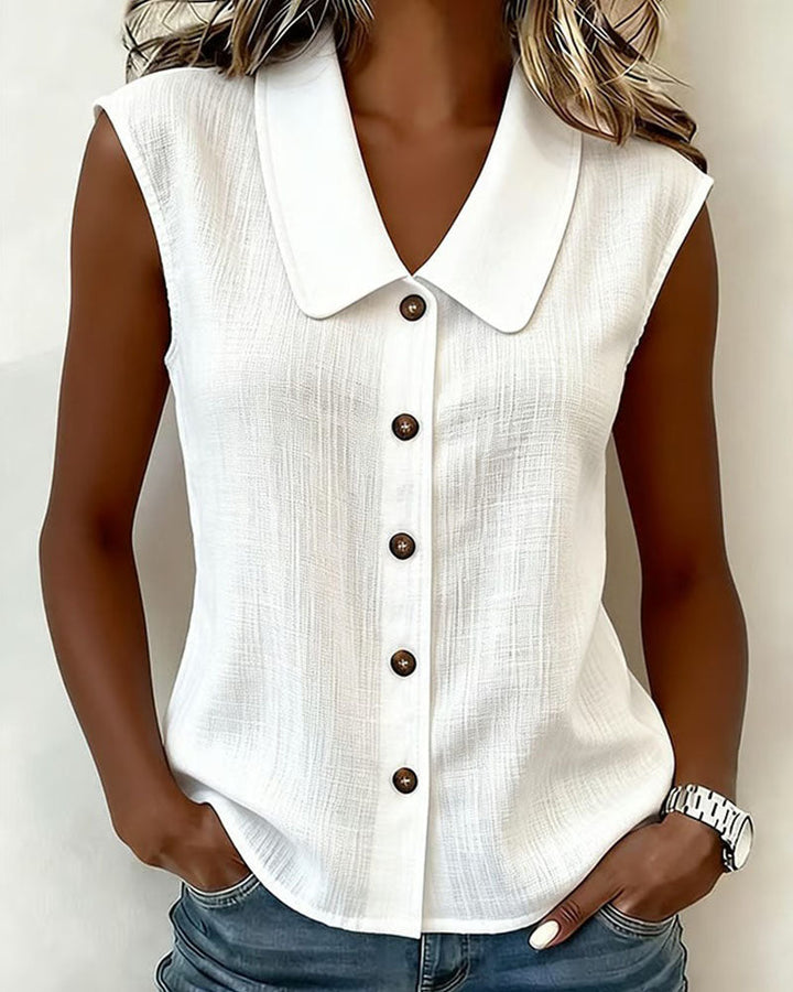 Top dames | Mouwloze blouse met kraag