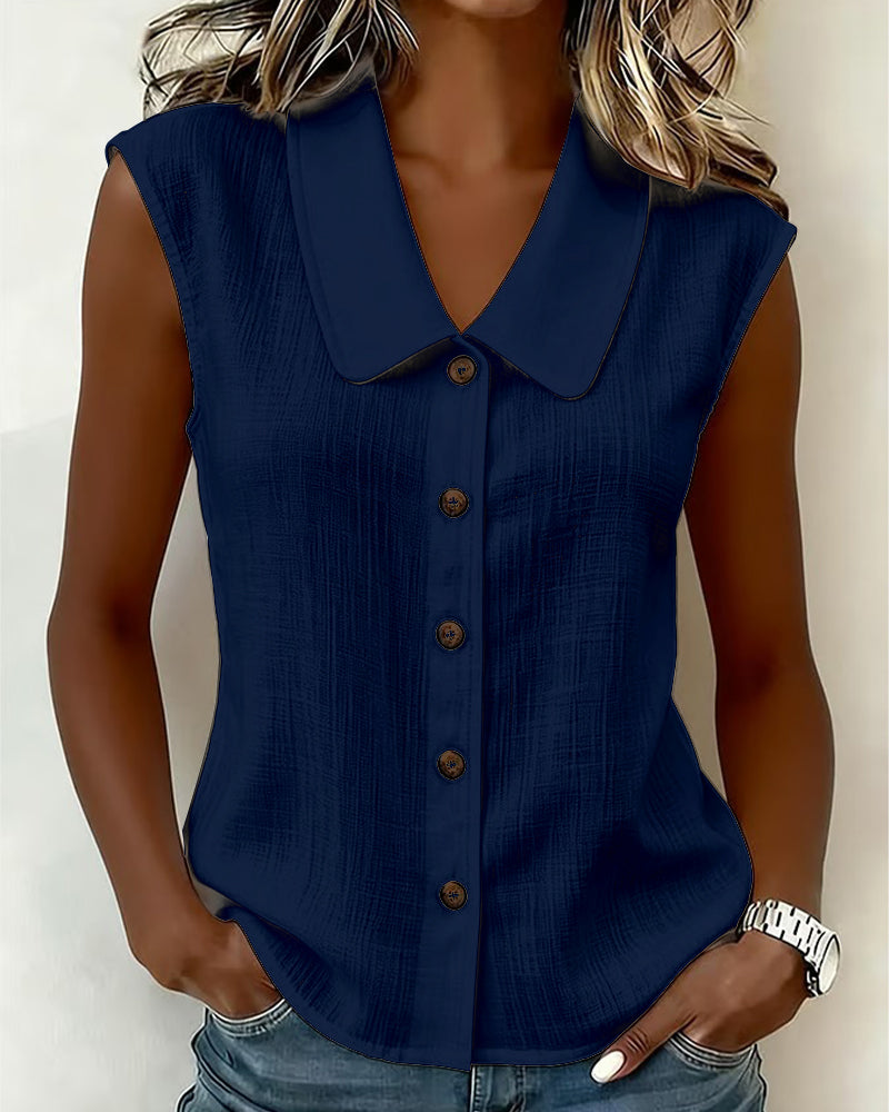 Top dames | Mouwloze blouse met kraag