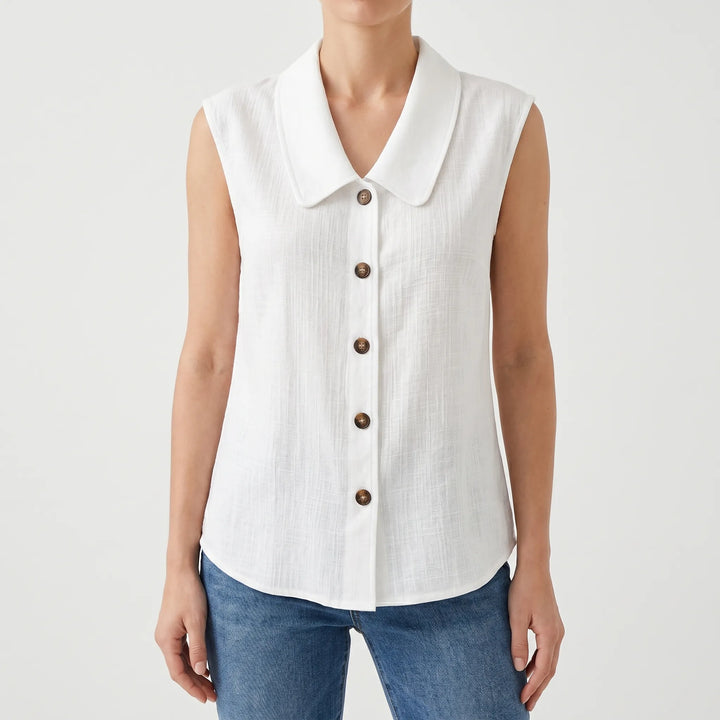Top dames | Mouwloze blouse met kraag