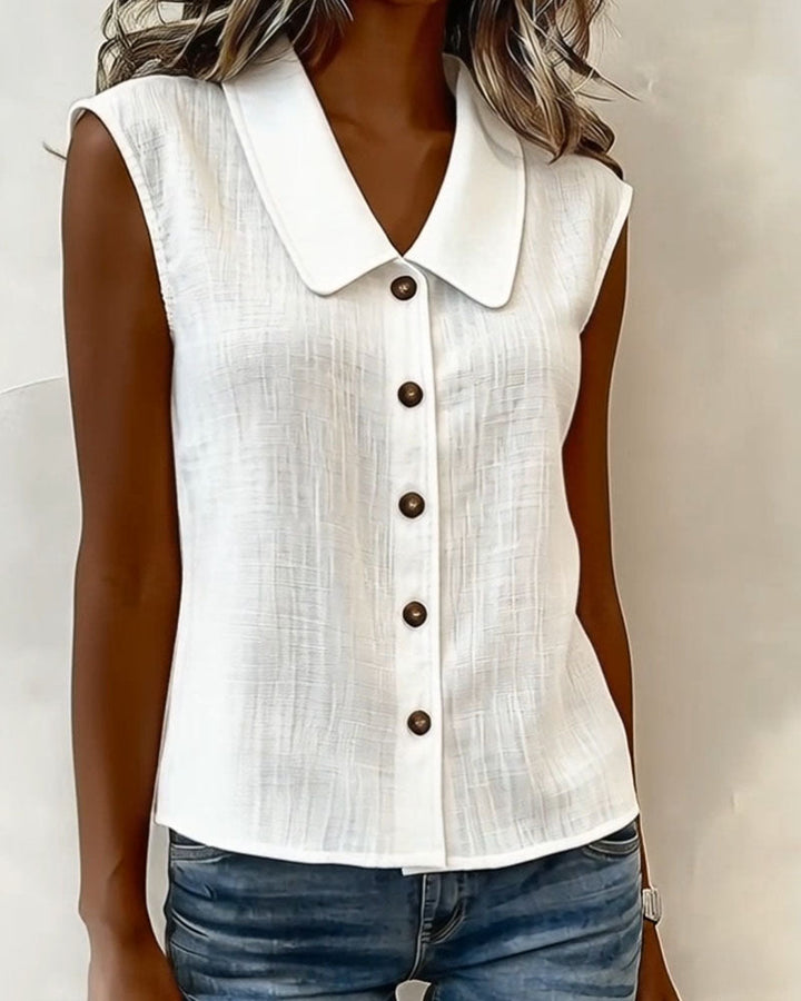 Top dames | Mouwloze blouse met kraag