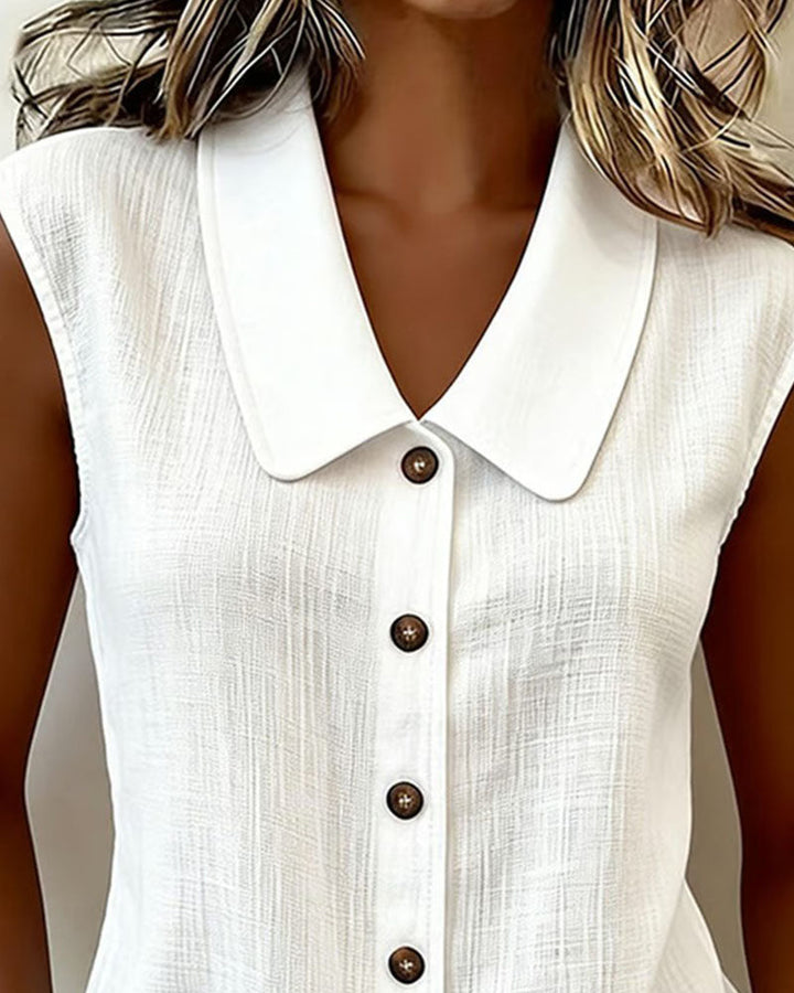 Top dames | Mouwloze blouse met kraag