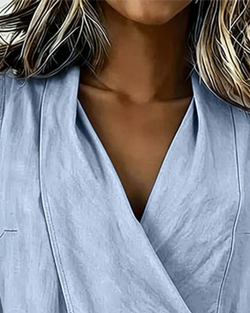 Top dames | Mouwloze wikkel top met v hals
