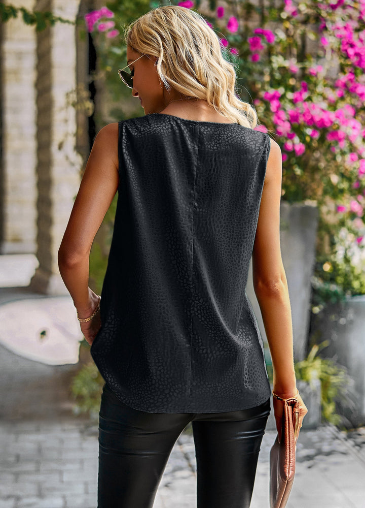 Top dames | Satijnen look mouwloze top met waterval hals