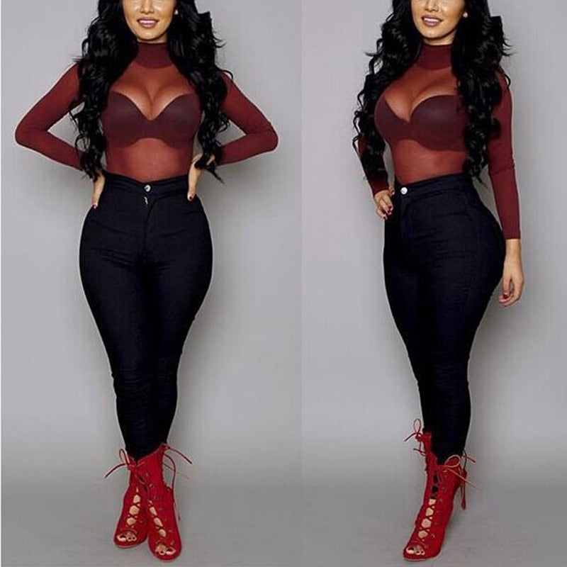 Top dames | Transparante mesh top met lange mouwen