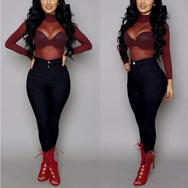 Top dames | Transparante mesh top met lange mouwen