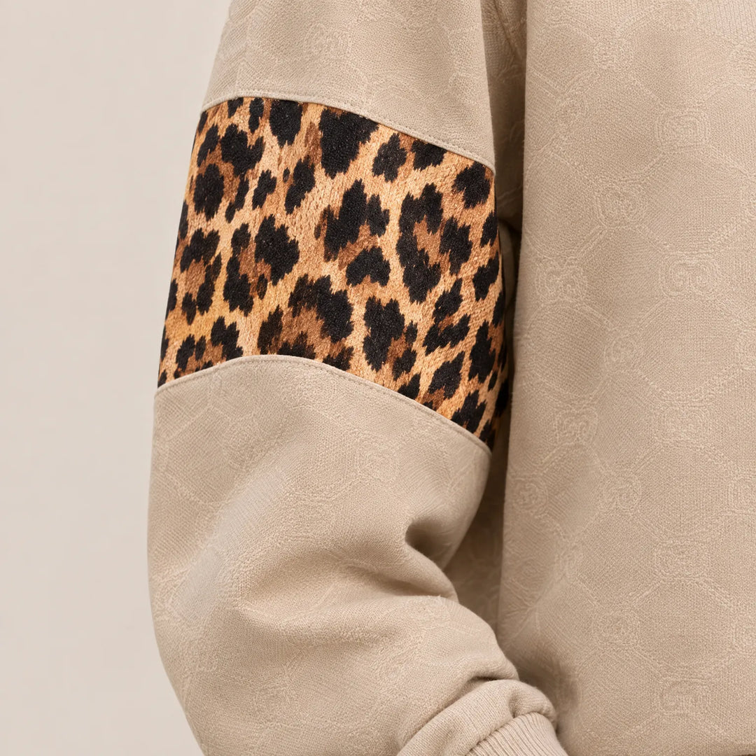 Trainingspak dames | Tweedelige set met capuchon en luipaardprint