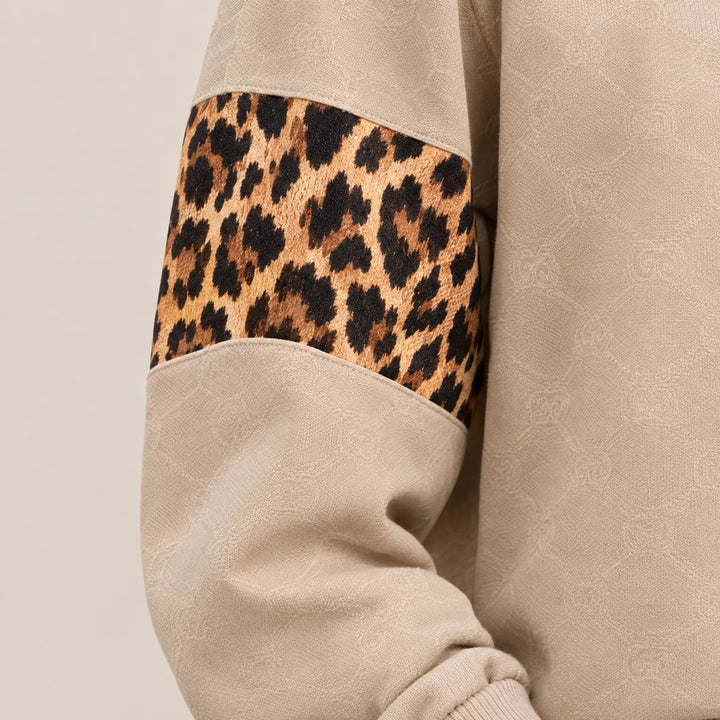 Trainingspak dames | Tweedelige set met capuchon en luipaardprint