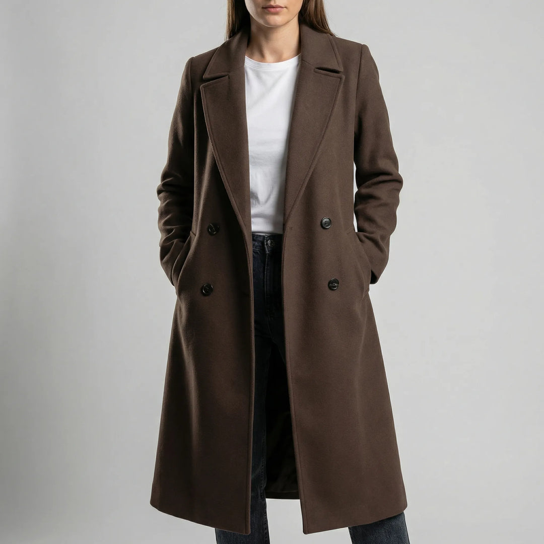 Trenchcoat dames | Lange jas met knopen en klassieke kraag