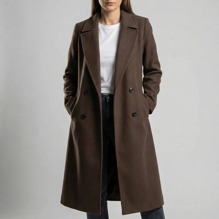 Trenchcoat dames | Lange jas met knopen en klassieke kraag
