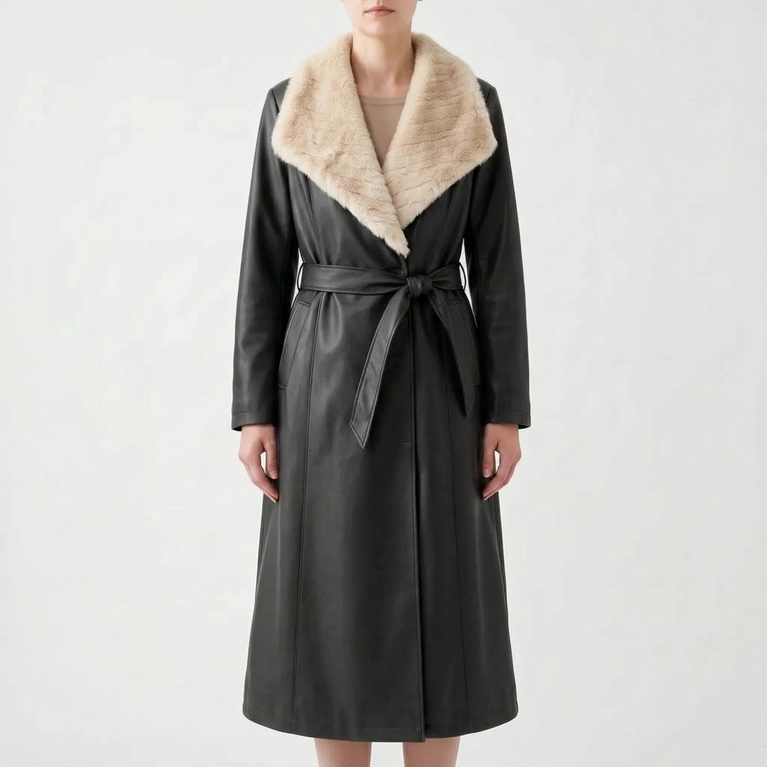 Trenchcoat dames | Lange jas met teddy kraag en ceintuur
