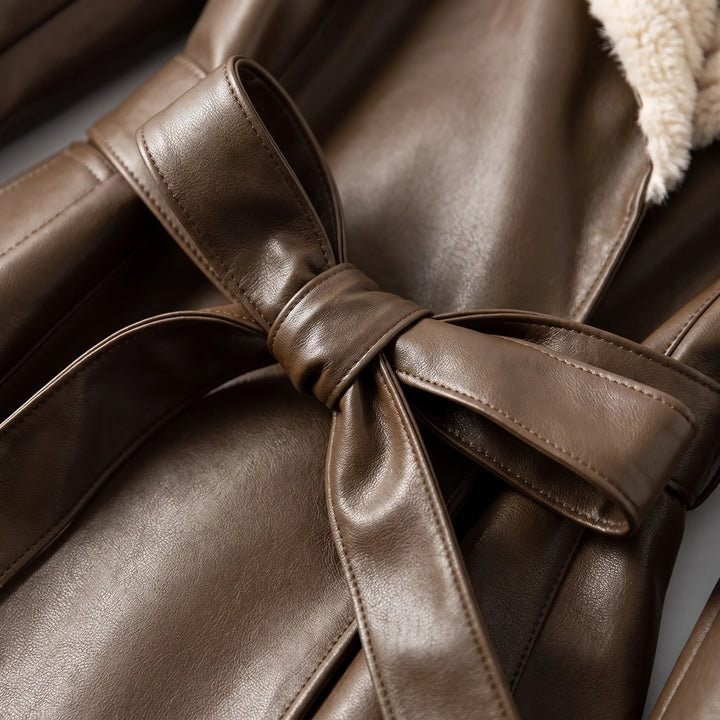 Trenchcoat dames | Lange jas met teddy kraag en ceintuur