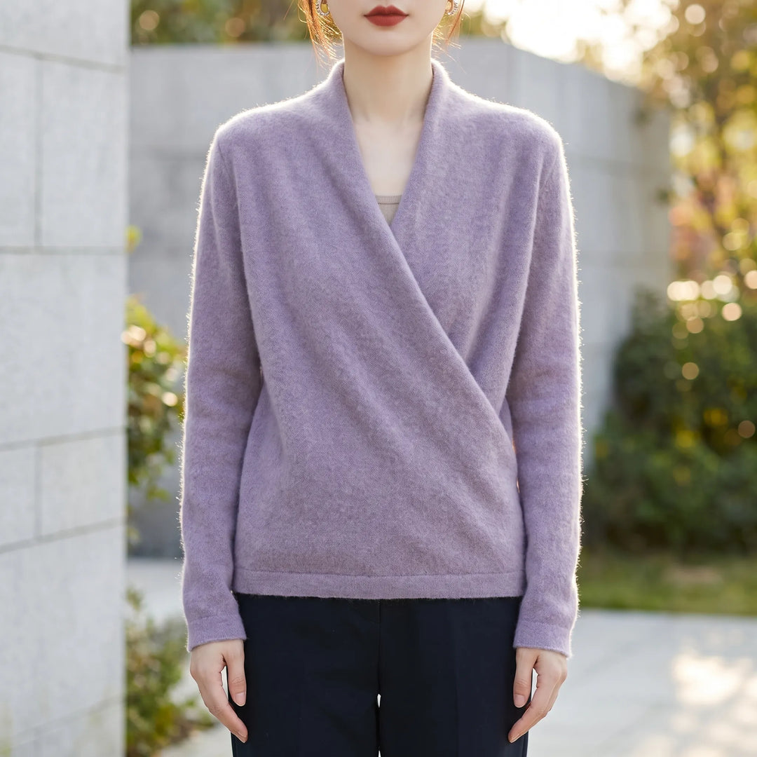 Trui dames | Elegant overslagmodel met v-hals en lange mouw