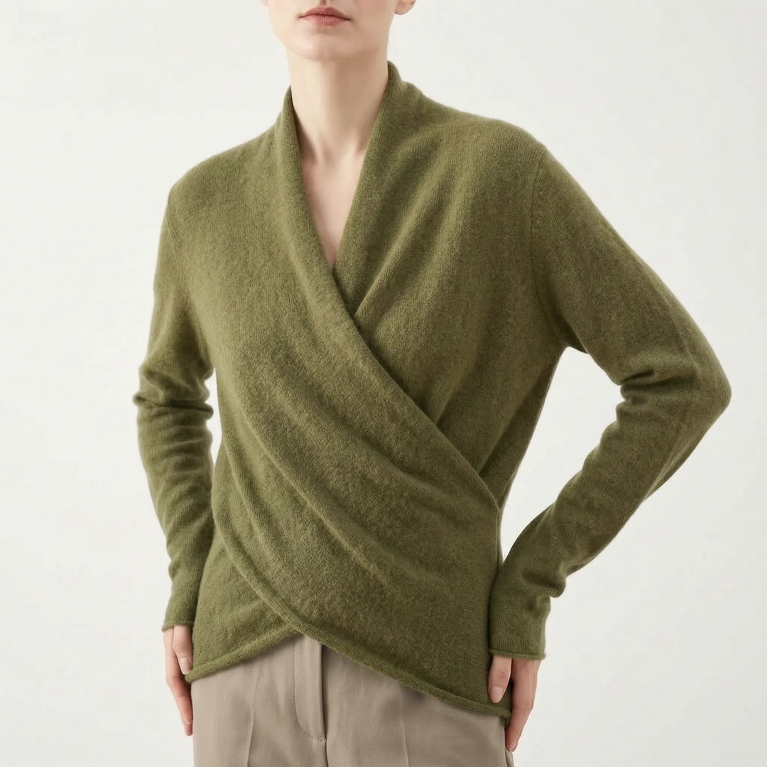 Trui dames | Elegant overslagmodel met v-hals en lange mouw