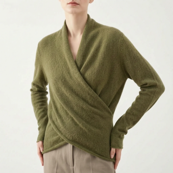 Trui dames | Elegant overslagmodel met v-hals en lange mouw