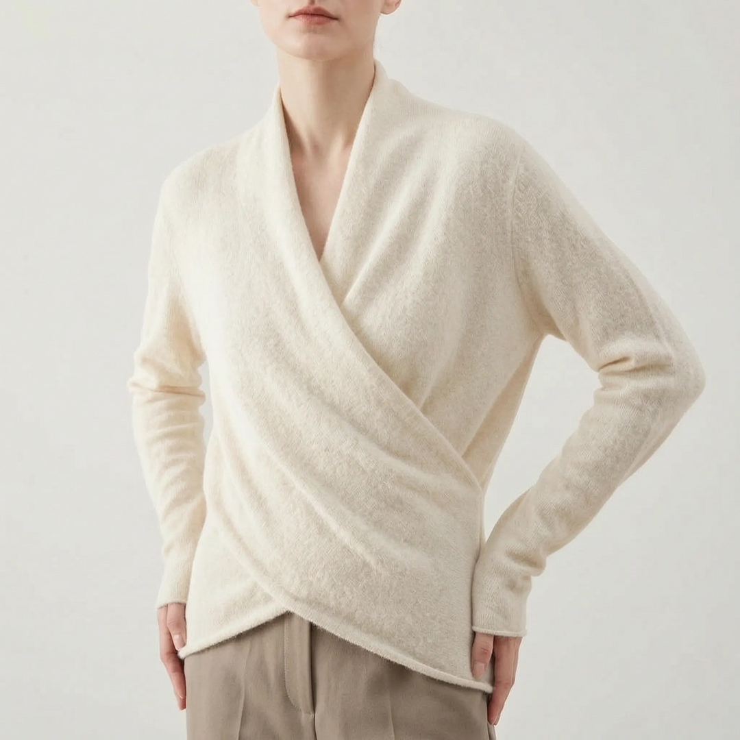 Trui dames | Elegant overslagmodel met v-hals en lange mouw