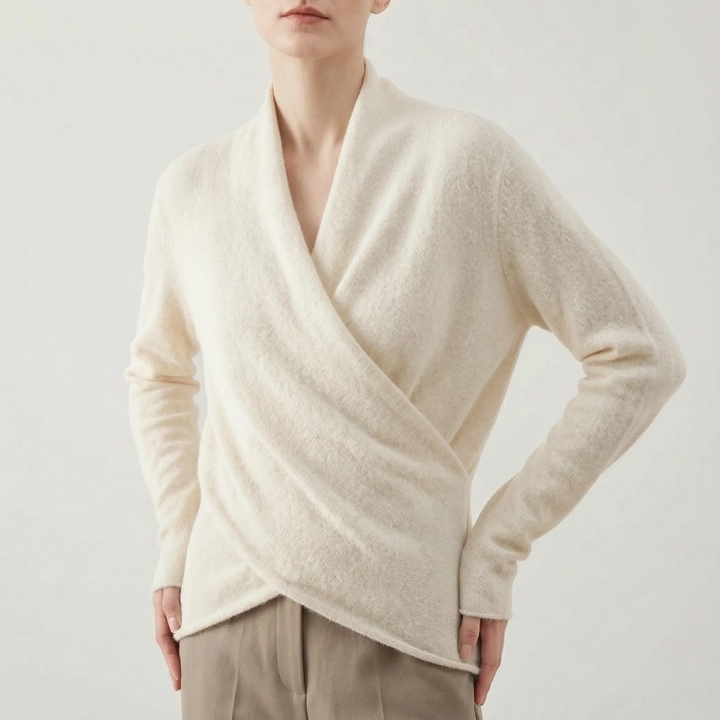 Trui dames | Elegant overslagmodel met v-hals en lange mouw