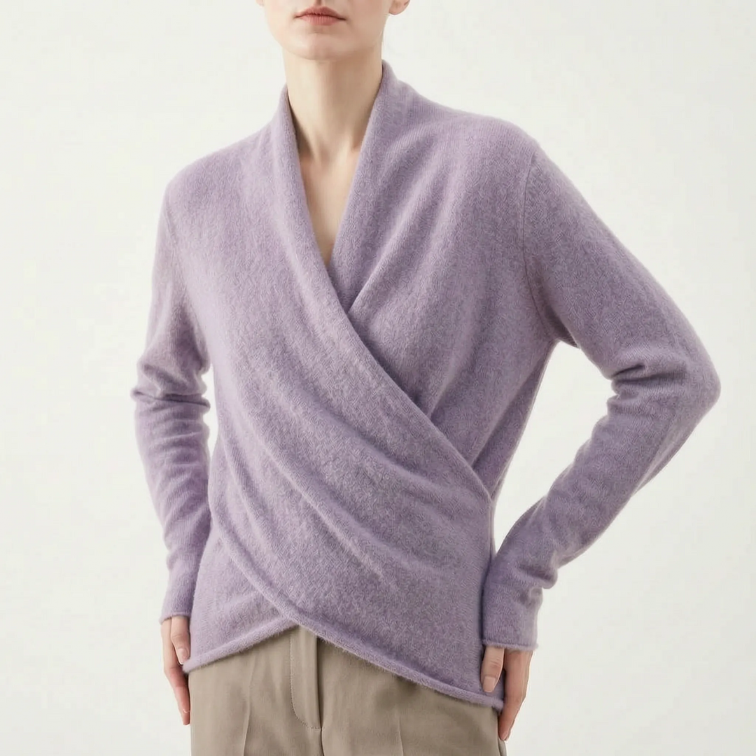 Trui dames | Elegant overslagmodel met v-hals en lange mouw