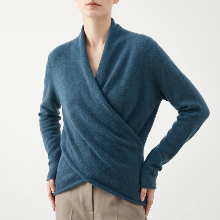 Trui dames | Elegant overslagmodel met v-hals en lange mouw