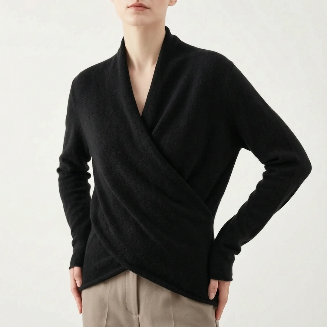 Trui dames | Elegant overslagmodel met v-hals en lange mouw