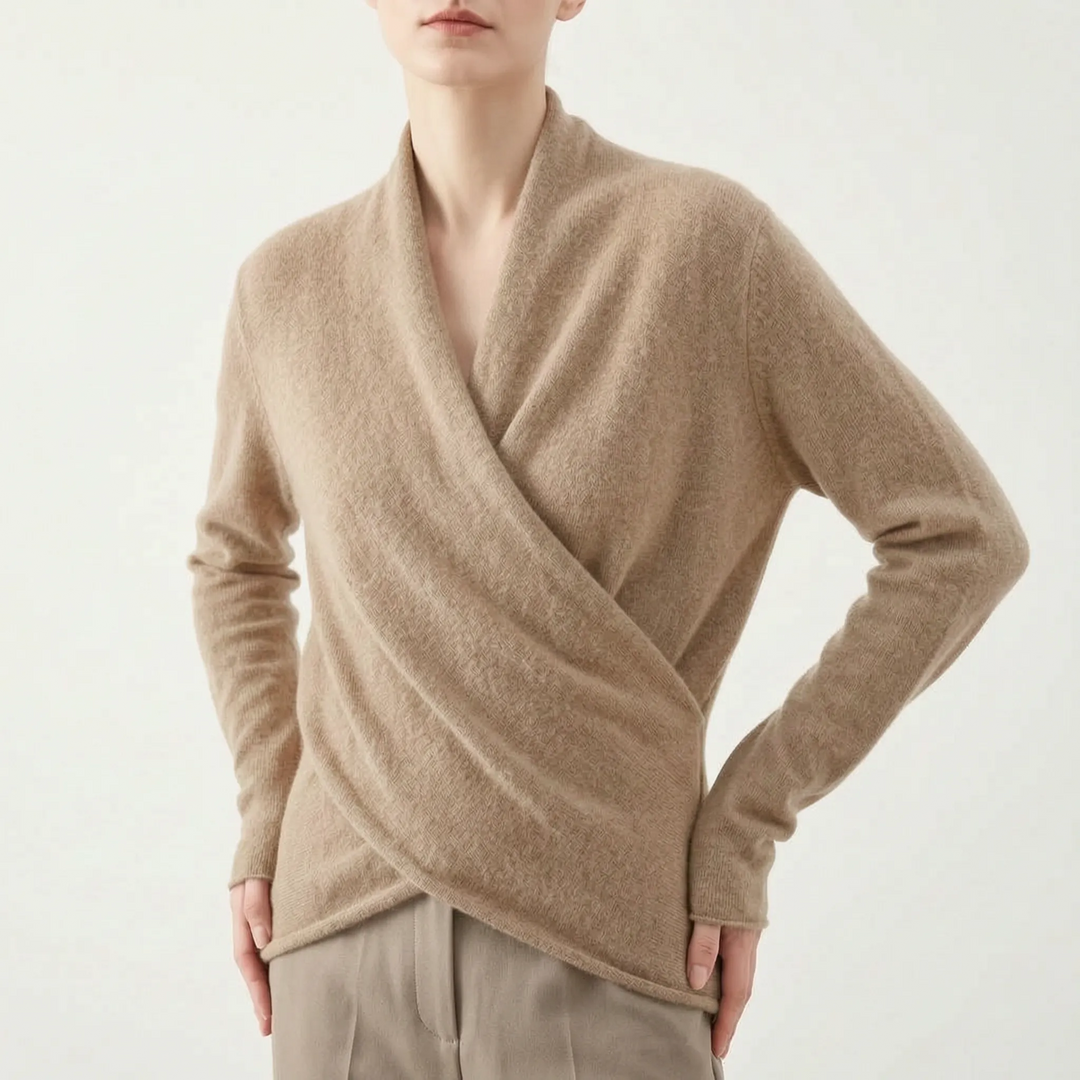 Trui dames | Elegant overslagmodel met v-hals en lange mouw