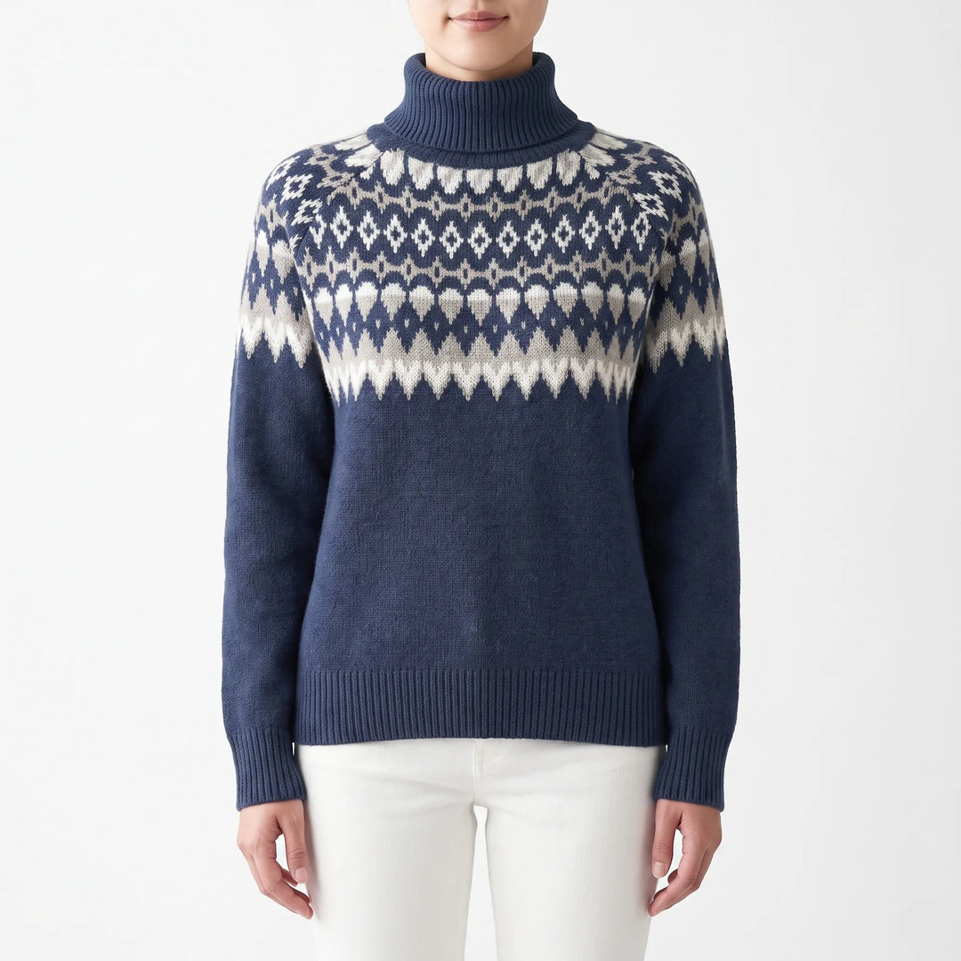 Trui dames | Gebreid model met col en Scandinavisch patroon