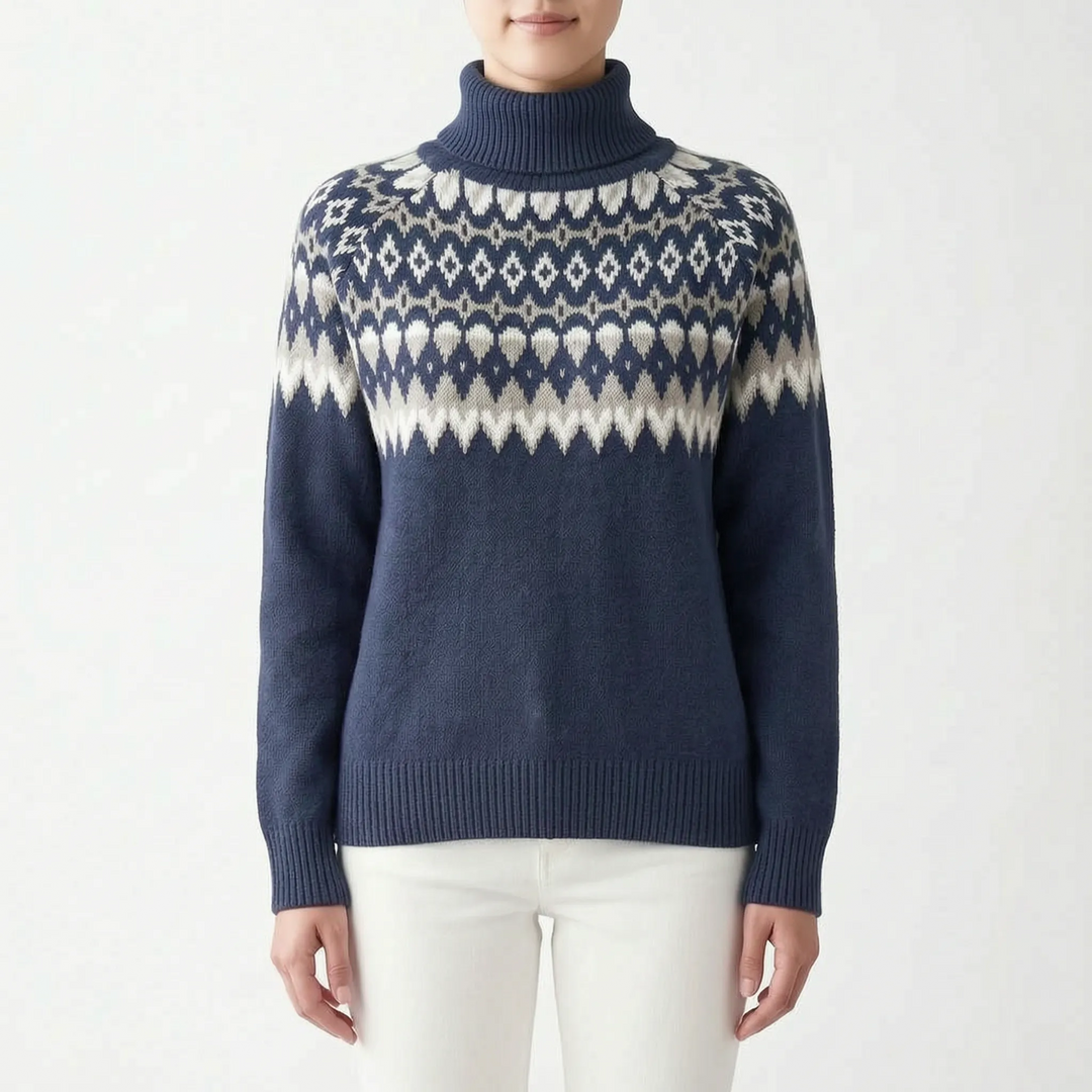 Trui dames | Gebreid model met col en Scandinavisch patroon