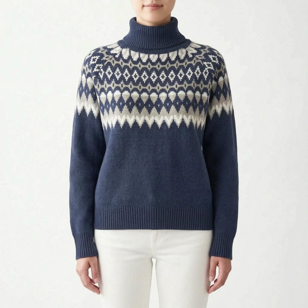 Trui dames | Gebreid model met col en Scandinavisch patroon
