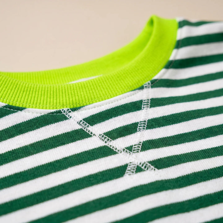 Trui dames | Groen gestreept oversized model met ronde hals