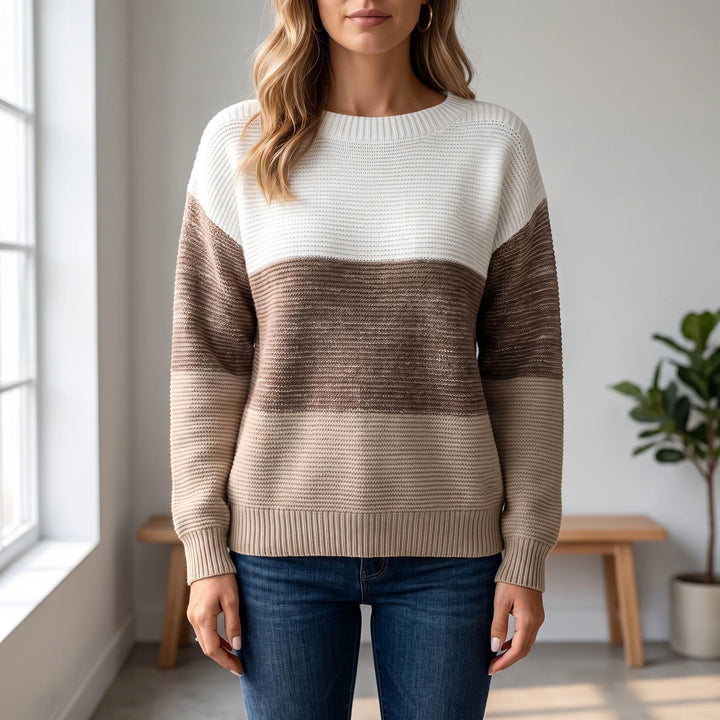 Trui dames | Oversized gebreid model met colourblock patroon