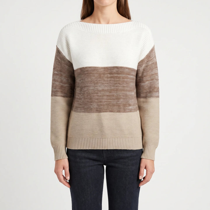 Trui dames | Oversized gebreid model met colourblock patroon