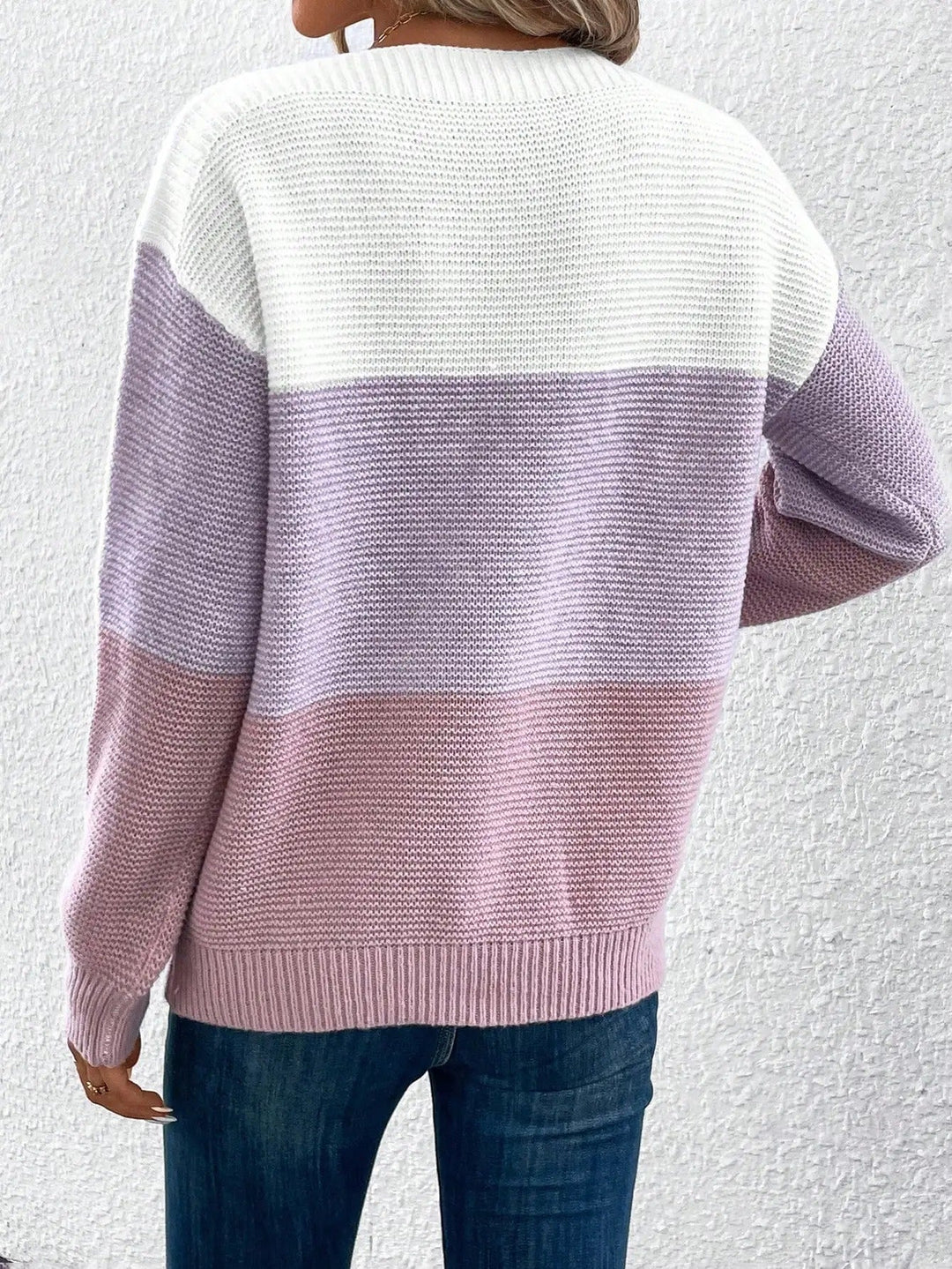 Trui dames | Oversized gebreid model met colourblock patroon
