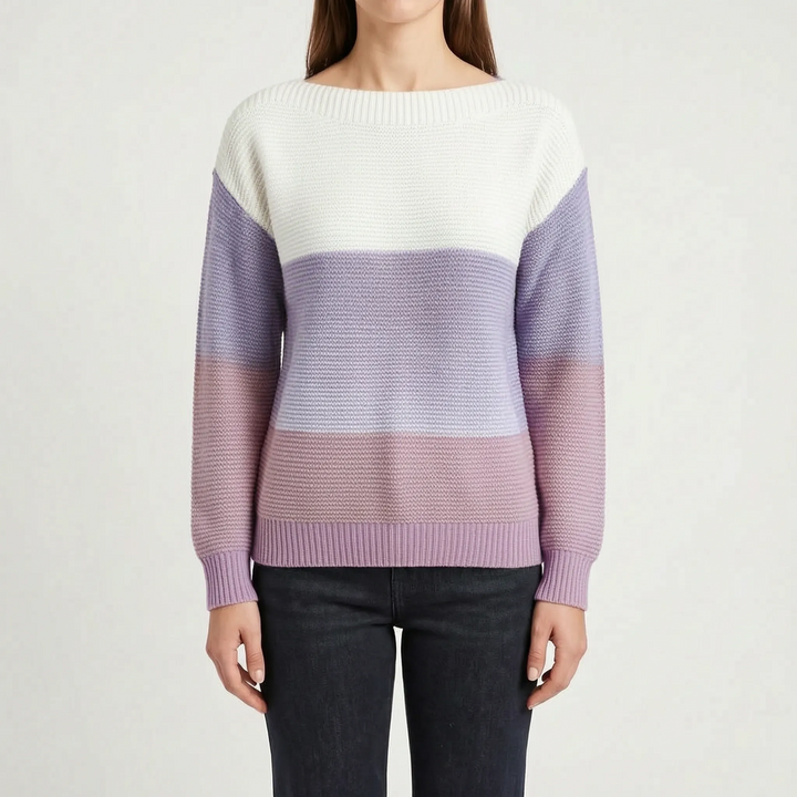 Trui dames | Oversized gebreid model met colourblock patroon