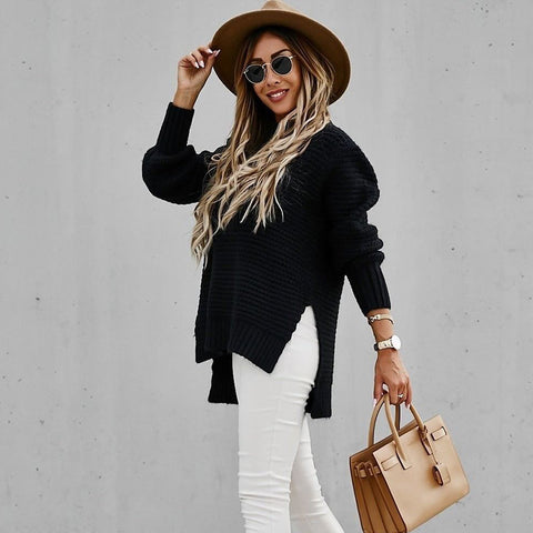 Trui dames | Oversized gebreid model met hoge hals
